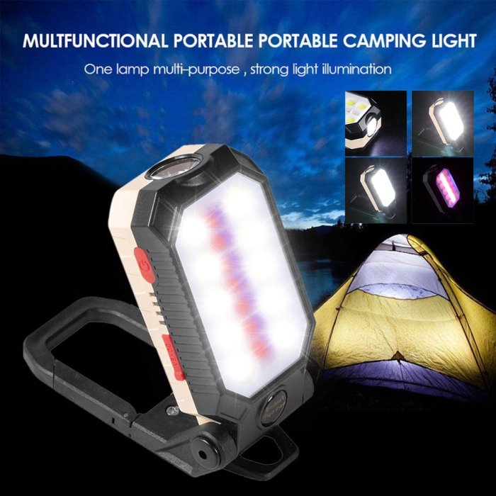 USB Rechargeable Work Light Portable LED Flashlight Adjustable Waterproof Camping Lantern Magnet Design with Power Display
