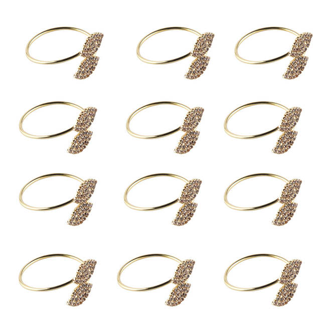 Rhinestone Napkin Rings, 12Pcs Leaf Shape Napkin Rings Serviette Buckle Holder for Wedding Party Dinner Table Decor