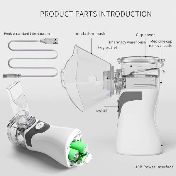 Portable Handheld Ultrasonic Compressor Nebulizer Machine Cool Mist Inhaler Kit for Home and Travel