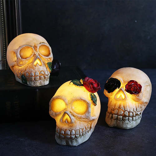 Halloween Resin Skull LED Night Light Decorative Light