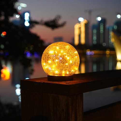 2Pcs Solar Garden Lights | Cracked Glass Ball | Warm Light by Veasoon