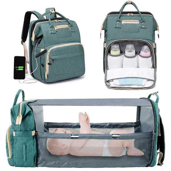 Convertible Diaper Bag Backpack with Portable Changing Station