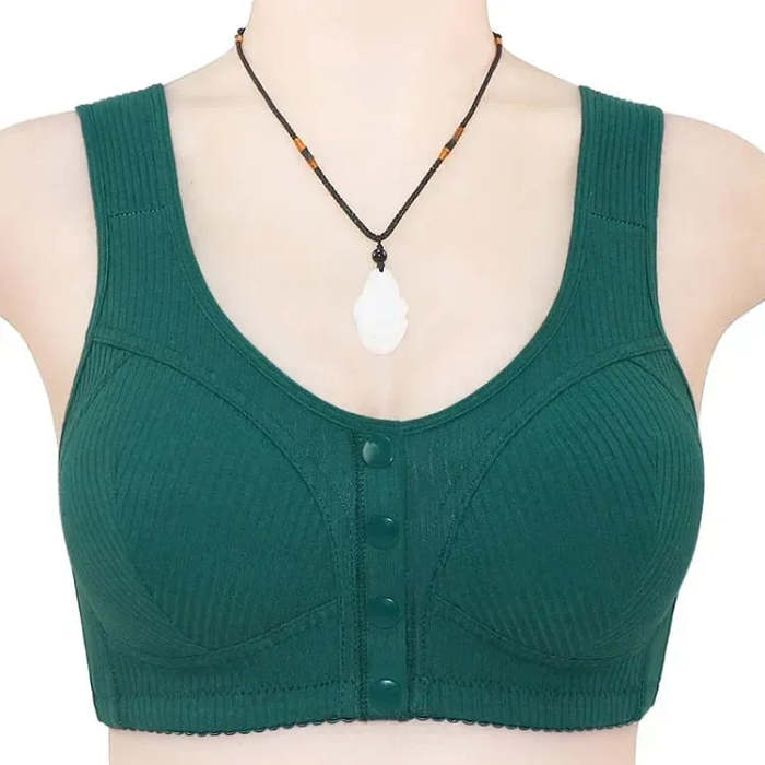 (3packs) Comfortable front-closure wireless plus size button bra