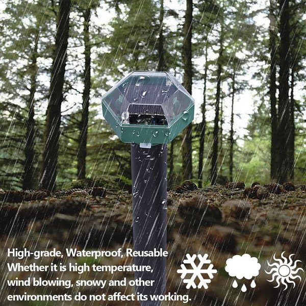 Solar Powered Mole Deterrent Spikes Ultrasonic Groundhog Gopher Vole Deterrent for Lawn Garden Yard