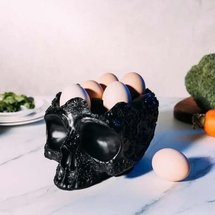 Halloween Skull Bowl Decoration Gothic Craft Egg Stand