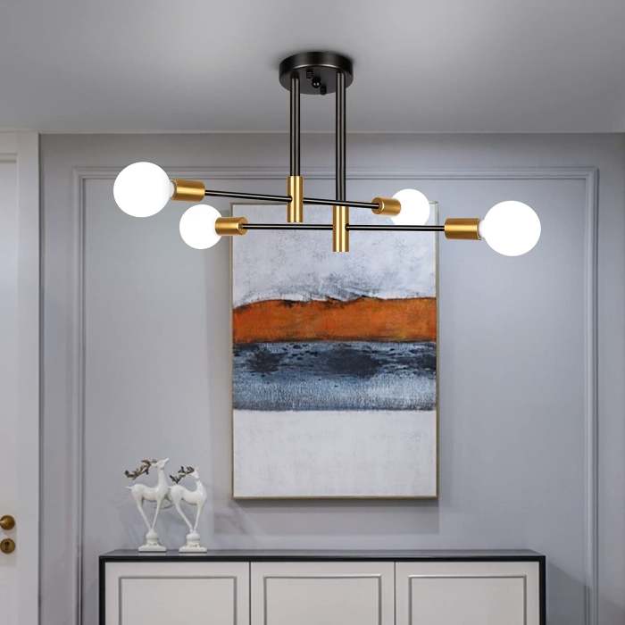 Industrial Light Fixture Living Room Chandelier Semi Flush Mount Ceiling Lamp