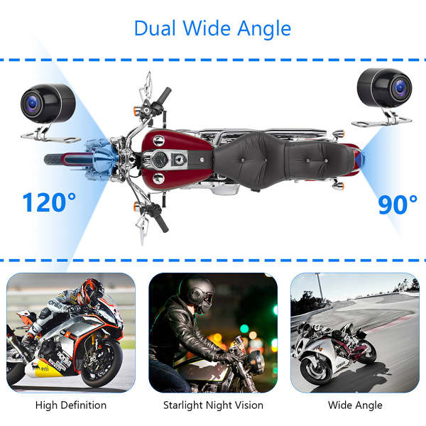 Waterproof Motorcycle Dash Cam Front And Rear