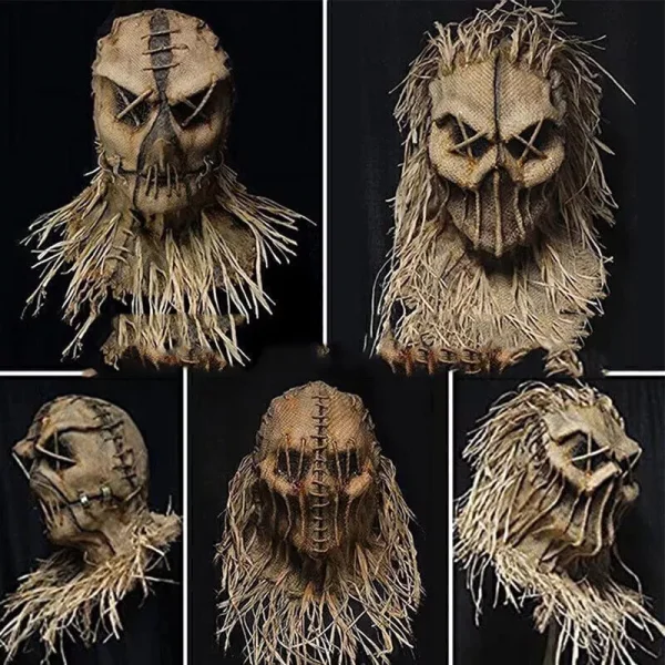 Halloween Scary Scarecrow Full Head Mask Coarse Jackstraw Cosplay Dress Party