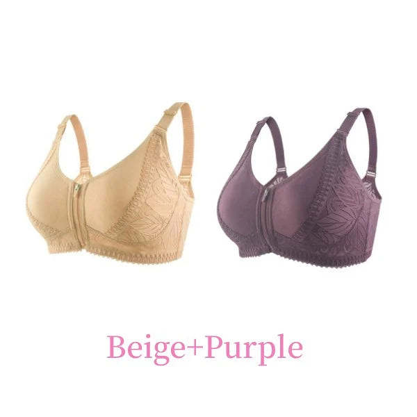 Front Zipper Full Cup Lift Bra 2PCS