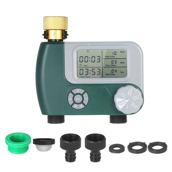 Watering 2 Outlet Grass Garden Timer - Irrigation Control Clock Timer