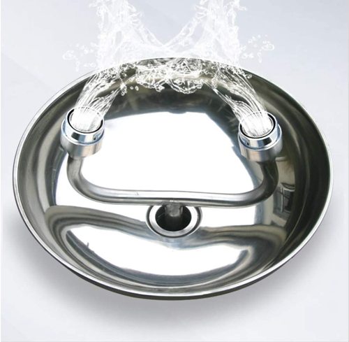 304 Stainless Steel Vertical Eye Wash, Emergency Eye Wash  with Dual Aerated Spray Heads and dust Cover