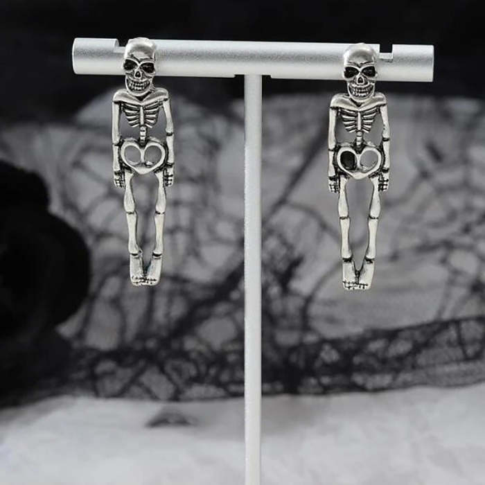 Ghostly Skeleton Exaggerated Punk Earrings