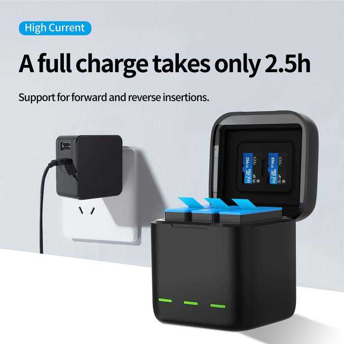 3-Channel USB Quick Charger for GoPro Hero 9 Black