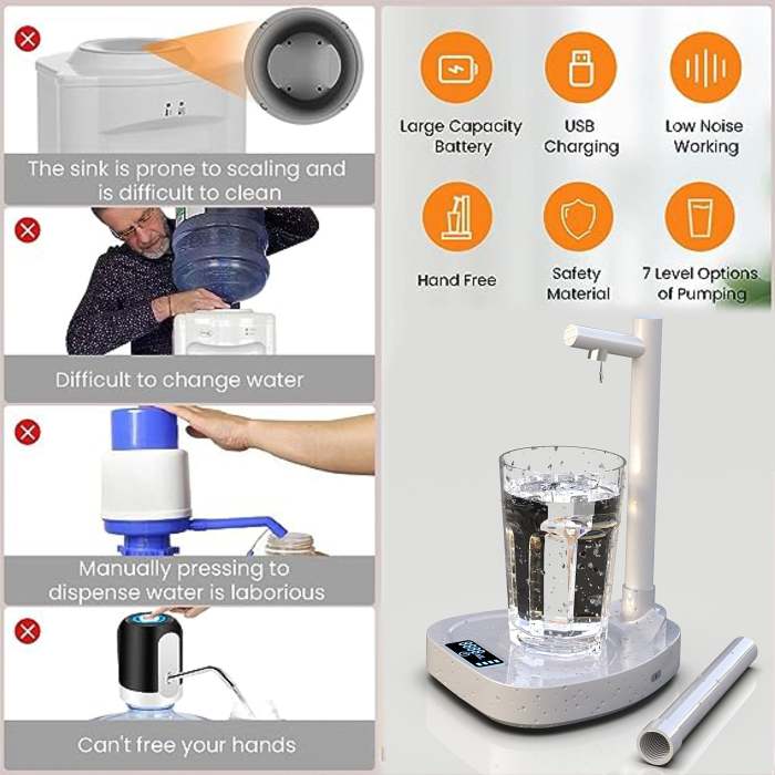 Desktop Rechargeable Water Dispenser with Extension Tube