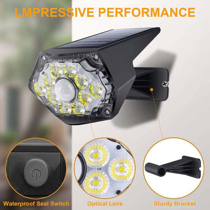 2pc Outdoor Solar Light Motion Sensor Spotlight Wireless Weatherproof Wall Light
