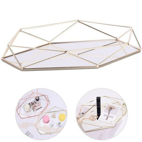 Geometric Prism Trays Decorative Desktop Cosmetic Jewelry Storage Organizer 27.5  × 18.5 × 4”