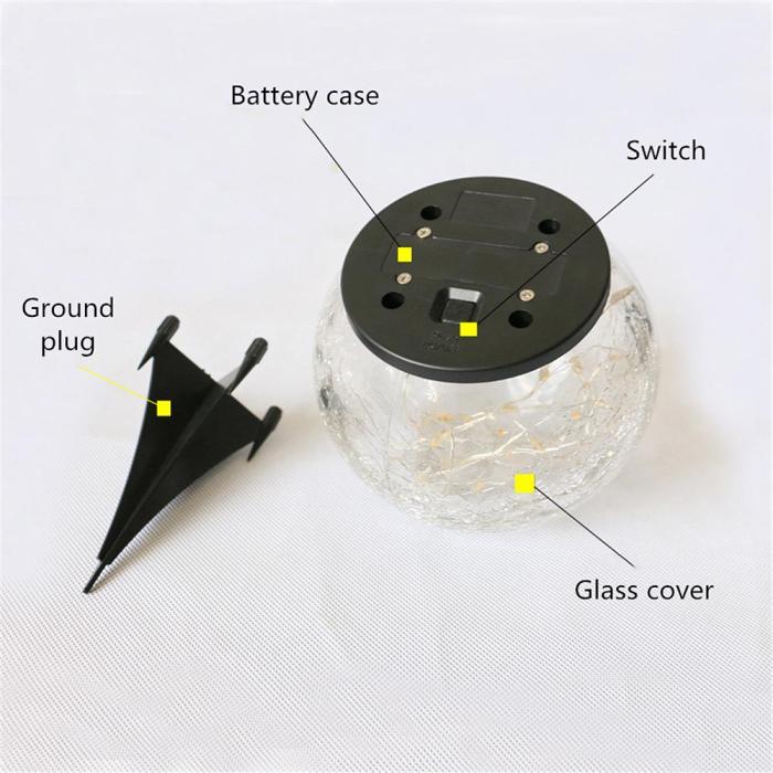LED Solar Garden Light Cracked Glass Ball