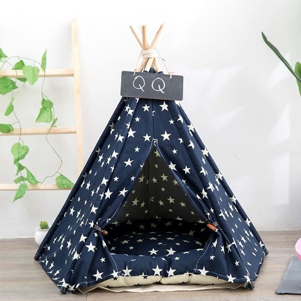 Pet Tent House Cat Bed Portable Teepee with Thick Cushion And6 Colors Available for Dog Puppy Excursion Outdoor Indoor