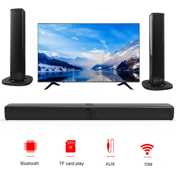Wireless Sound Bar Home Theater Wall Mount Bluetooth 5.0 TV Subwoofer Soundbar