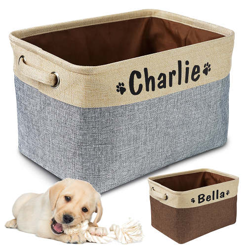 Personalized Dog Toy Storage Basket Canvas Bag Foldable