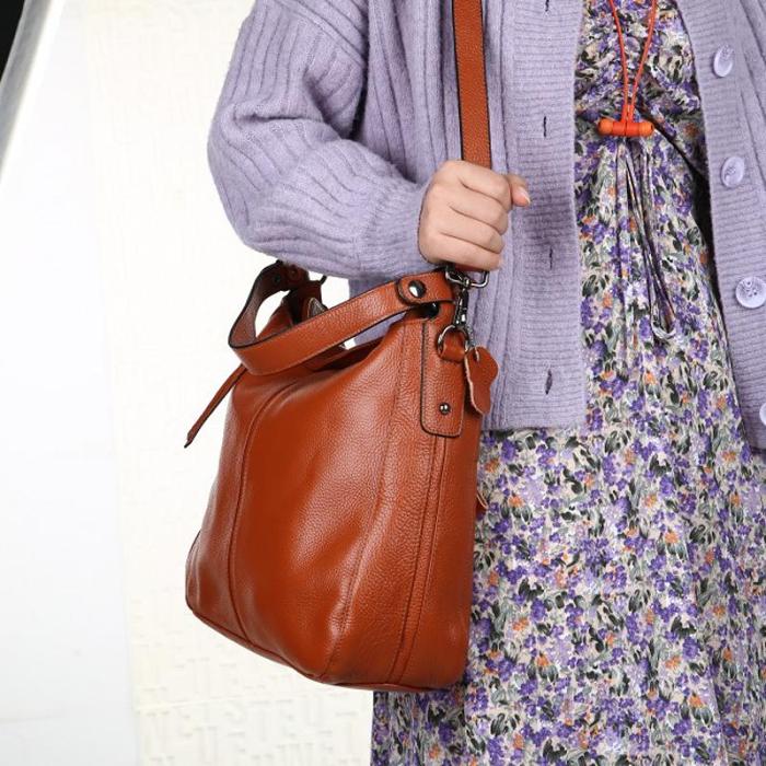 Leather Crossbody Hobo Handbag For Women