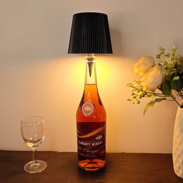 Wine Bottle LED Table Lamp -  Rechargeable Touch Control, Atmosphere Night Light