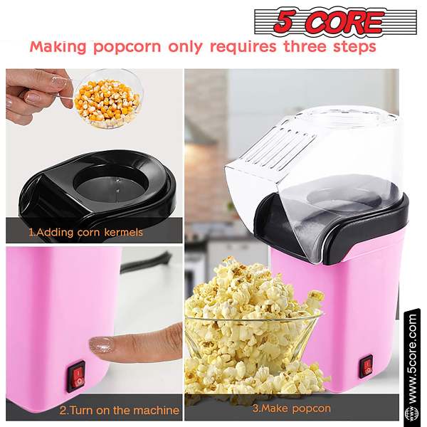 5Core Hot Air Popcorn Machine, 16 Cup, Electric Oil-Free Pop Corn by Veasoon