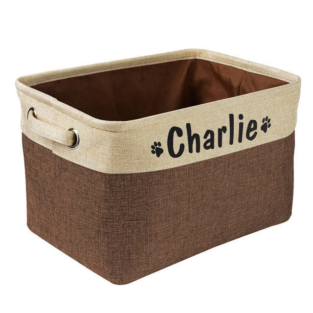 Personalized Dog Toy Storage Basket Canvas Bag Foldable