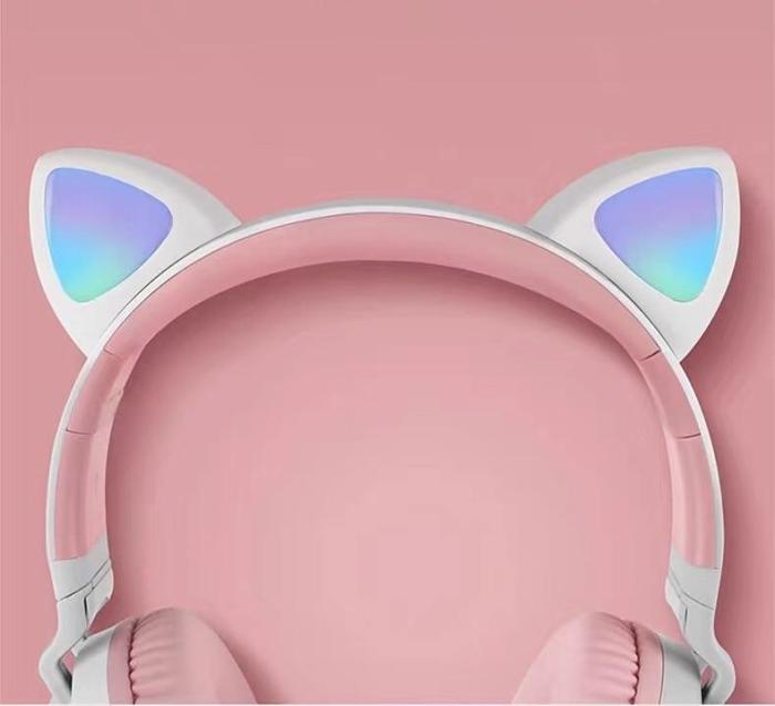 Cute Cat-Ear LED Bluetooth Headphones