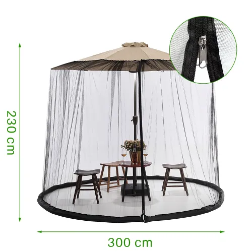 Mosquito Net Cover for Parasol, Insect Parasol Cover for Outdoor, Screen Cover for Yard Umbrella with Zippered Mesh