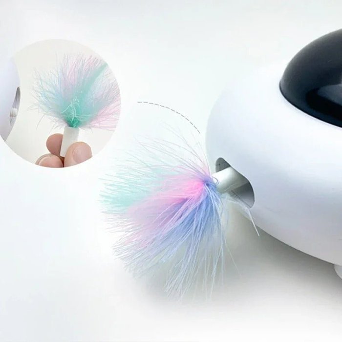 Smart UFO Interactive Cat Toy - Indoor Rotating Feather Electronic Toy with Smart Auto Shut-Off, Random Movement, and USB Charging