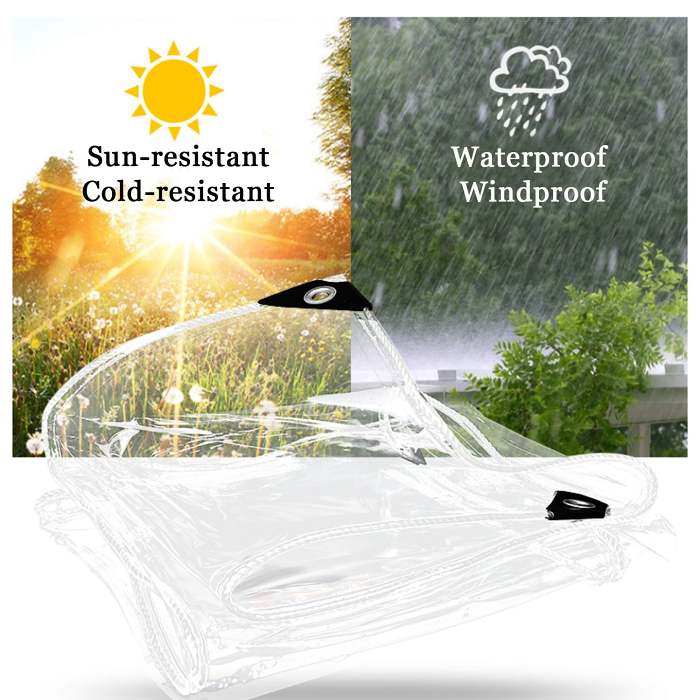 PVC Tarp with Eyelets Outdoor Waterproof Ripstop Windproof Tarpaulin for Boat Patio Garden Plants