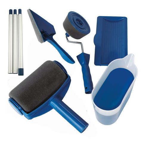 Paint Roller Brush Kit, 6Pcs/Set Paint Runner Set Wall Printing Roller Paint Brush Handle Tool