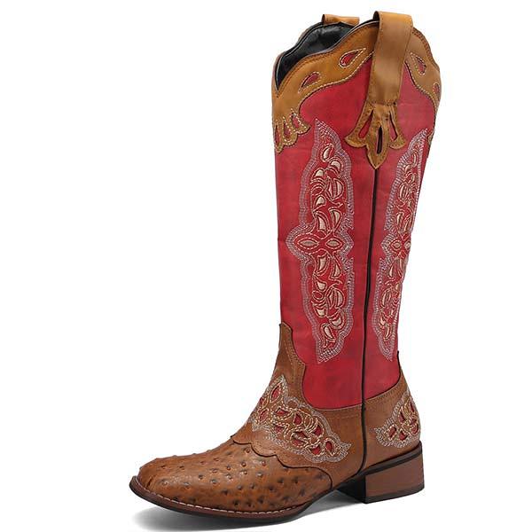 Women'S Embroidered Colorblock Rider Boots