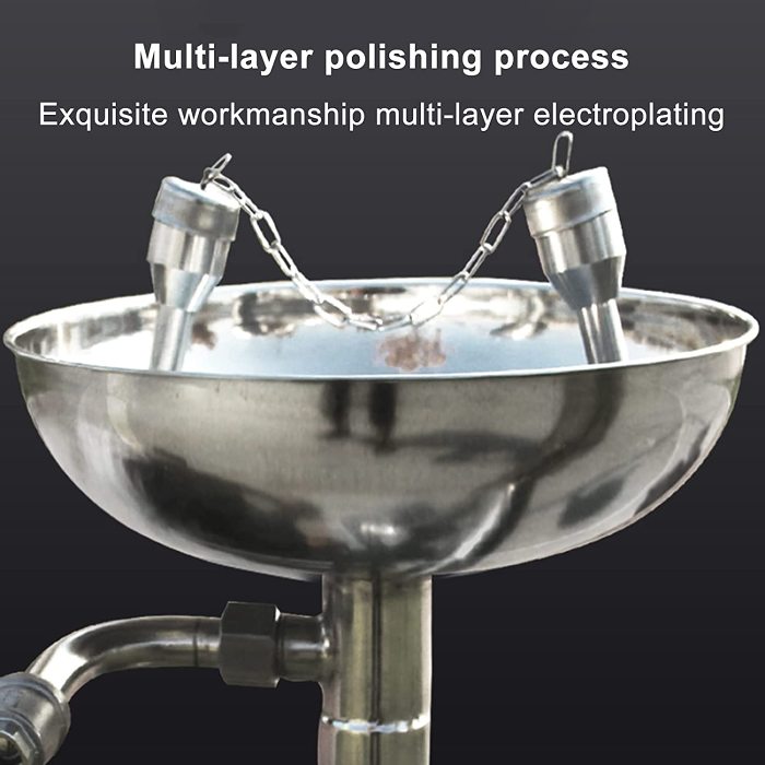 304 Stainless Steel Vertical Eye Wash, Emergency Eye Wash  with Dual Aerated Spray Heads and dust Cover
