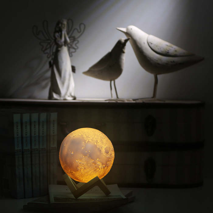 Luna Moon Lamp, 3D Printing Moon Night Light Rechargeable Touch Sensor LED
