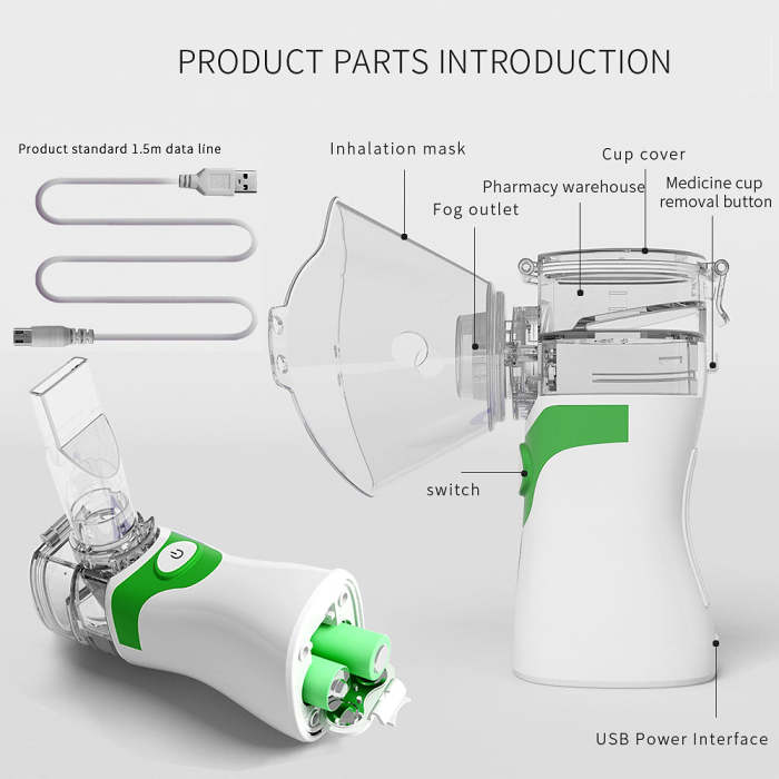 Portable Handheld Ultrasonic Compressor Nebulizer Machine Cool Mist Inhaler Kit for Home and Travel