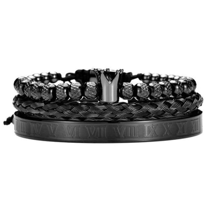 Royal Ice Roman Numerals Bracelet 3PCS Set (4 Colors)