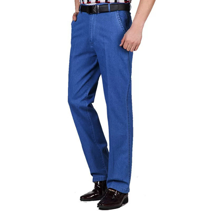 Men's High Waist Straight Fit Stretch Jeans