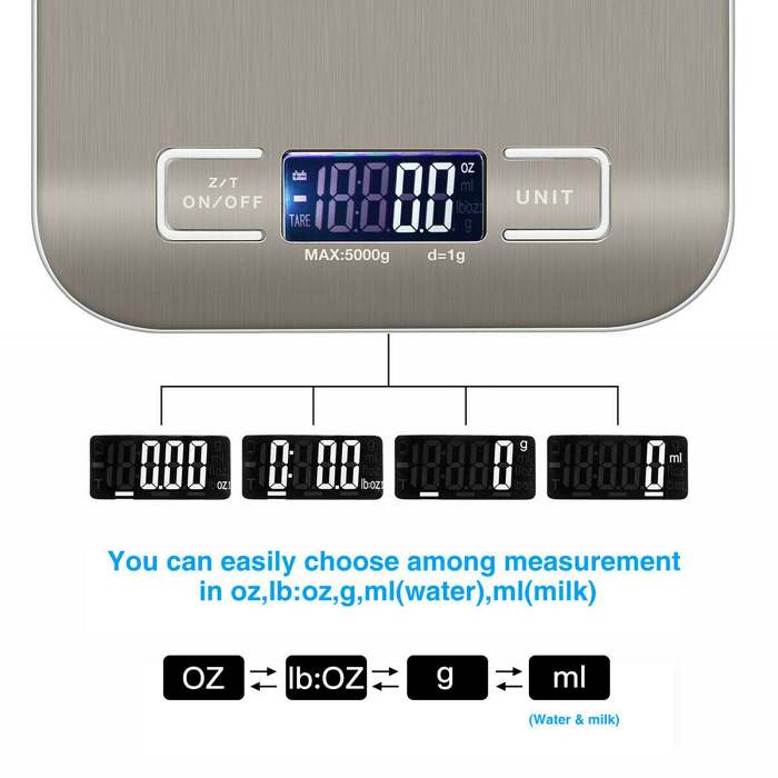 Digital Kitchen Scale: 5KG/11lb Capacity.