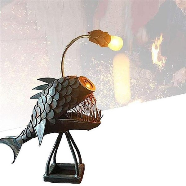 Shark Night Light-Rustic Style Fish Statue Lightning