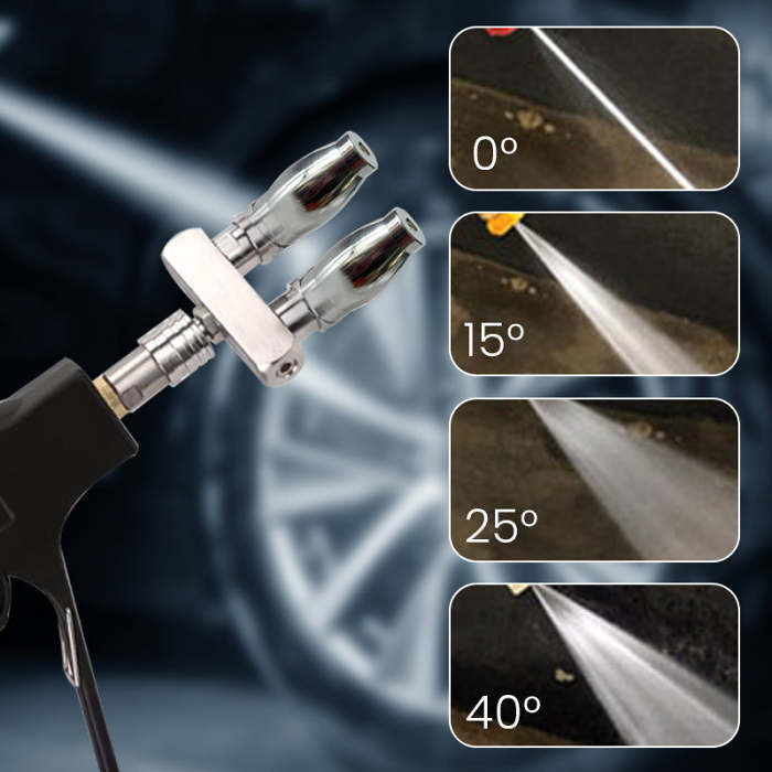 Quick Connect Double Spray Fitting & Rotating Nozzles For High Pressure Washer Gun