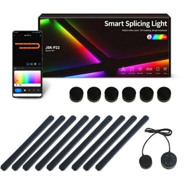 Splicing Wall Light - Color Changing Home Decor Lights Work with Alexa and Google Assistant for Game Room, Bedroom