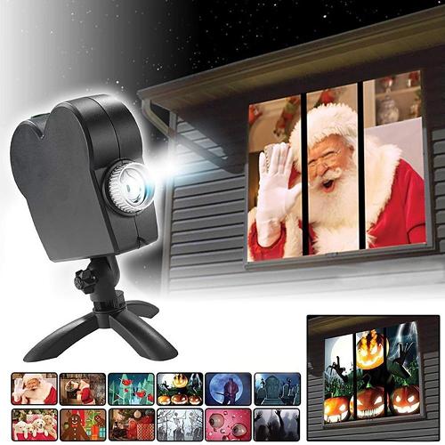 Window Projector with Animated Holiday Season Display