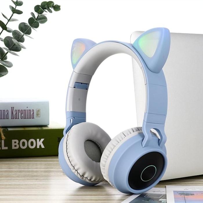 Cute Cat-Ear LED Bluetooth Headphones