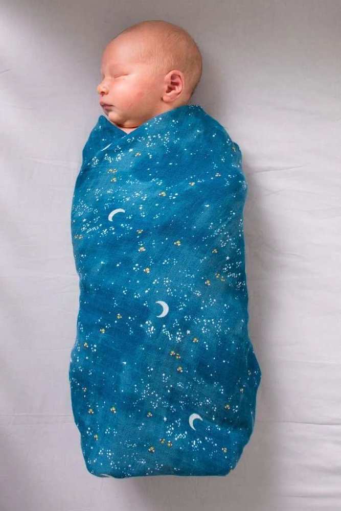 ORGANIC SWADDLE SET - FLY ME TO THE MOON (Starry Night + Hot Air by Veasoon