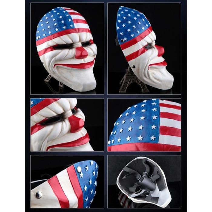 Halloween Mask Resin Halloween Festival Party US Flag Pattern Mask 2024