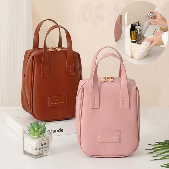 Shell-Shaped Handle-Top Travel Cosmetic Bag
