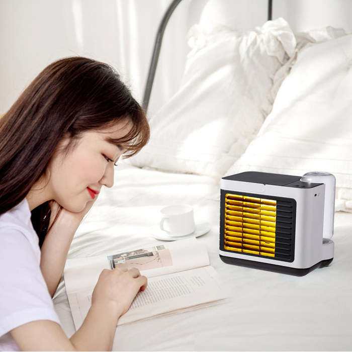 Bittychoice Portable Air Conditioner Tabletop Negative Ion Air-Conditioning Fan with 3 Speeds & Night Light, Evaporative Air Cooler with Icebox for Home Room Office