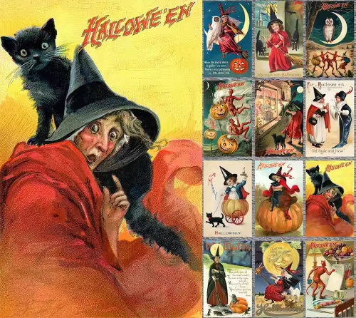 Vintage Halloween Postcard ( 24 pcs )
